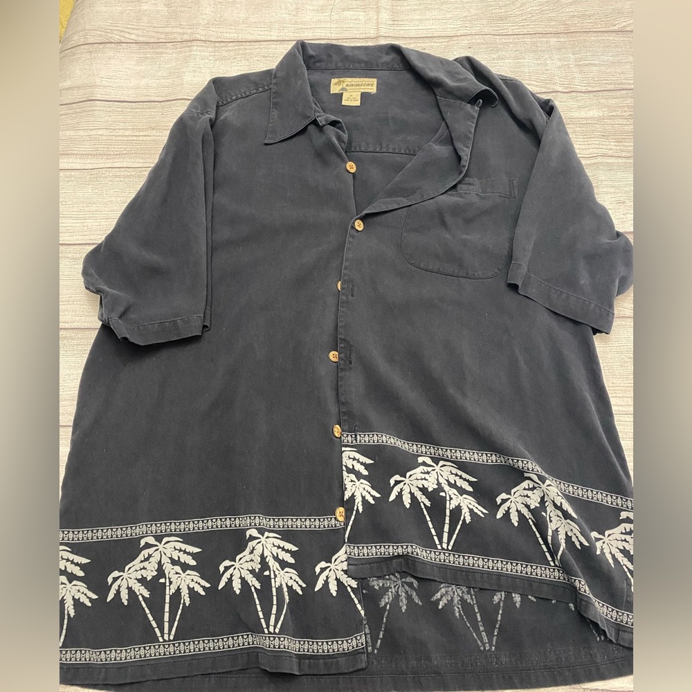 Havana Jack's Cafe Shirt, Men's Size XL, Navy Blue, Button Up, Short Sleeve.